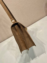 Soft Sound Suede Shoulder Bag with Sheepskin Interior