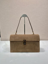 Soft Sound Suede Shoulder Bag with Sheepskin Interior