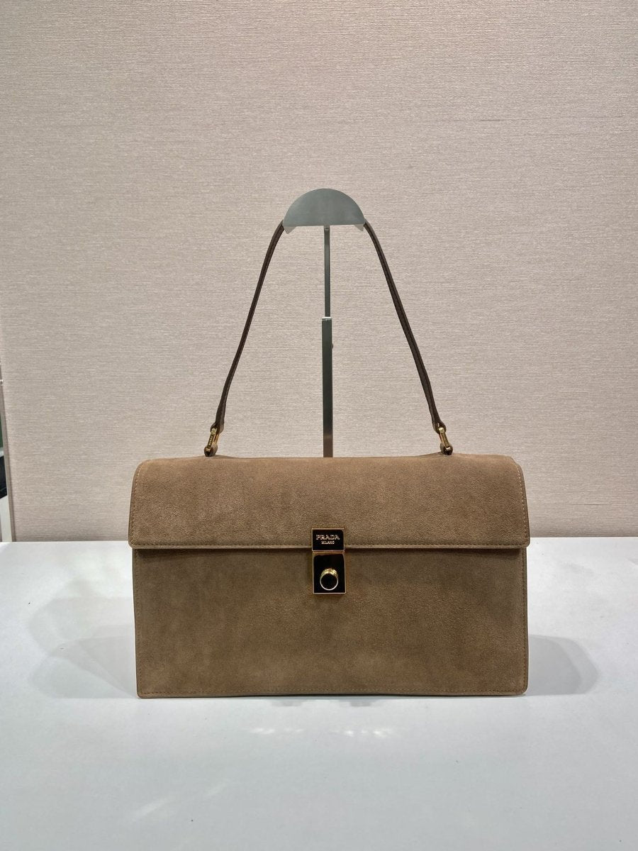 Soft Sound Suede Shoulder Bag with Sheepskin Interior