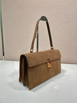 Soft Sound Suede Shoulder Bag with Sheepskin Interior