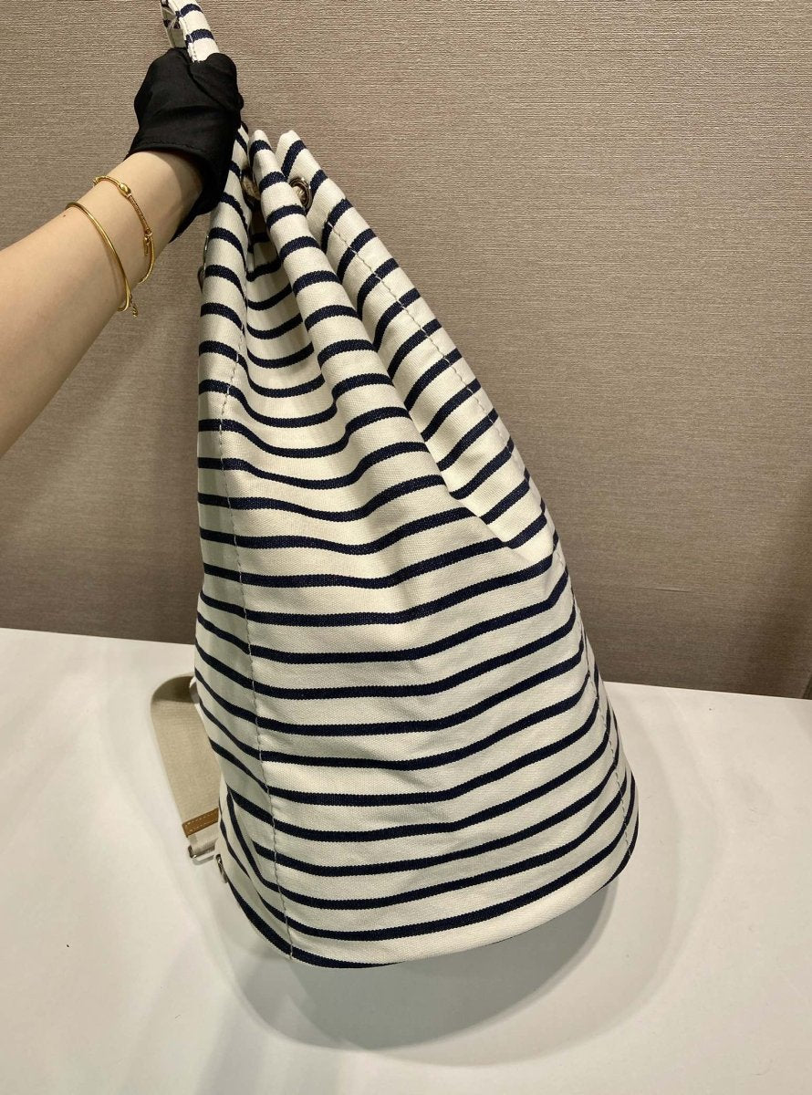 Striped Canvas Drawstring Duffel Bag – Nautical - Inspired Travel Essential