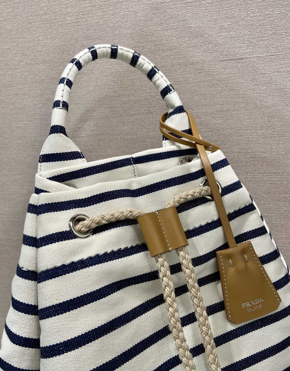 Striped Canvas Drawstring Duffel Bag – Nautical - Inspired Travel Essential