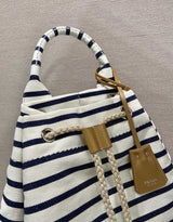 Striped Canvas Drawstring Duffel Bag – Nautical - Inspired Travel Essential