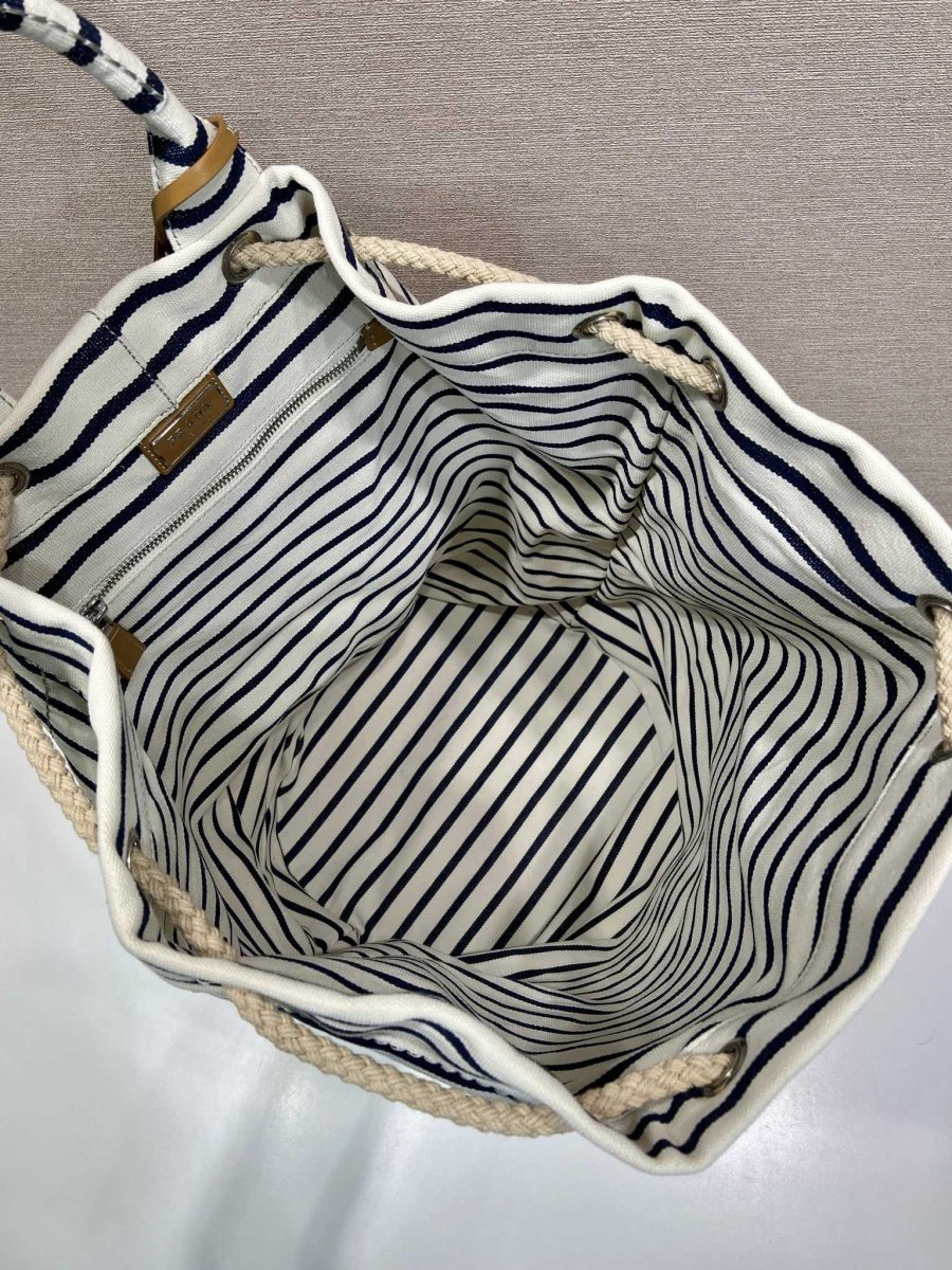 Striped Canvas Drawstring Duffel Bag – Nautical - Inspired Travel Essential