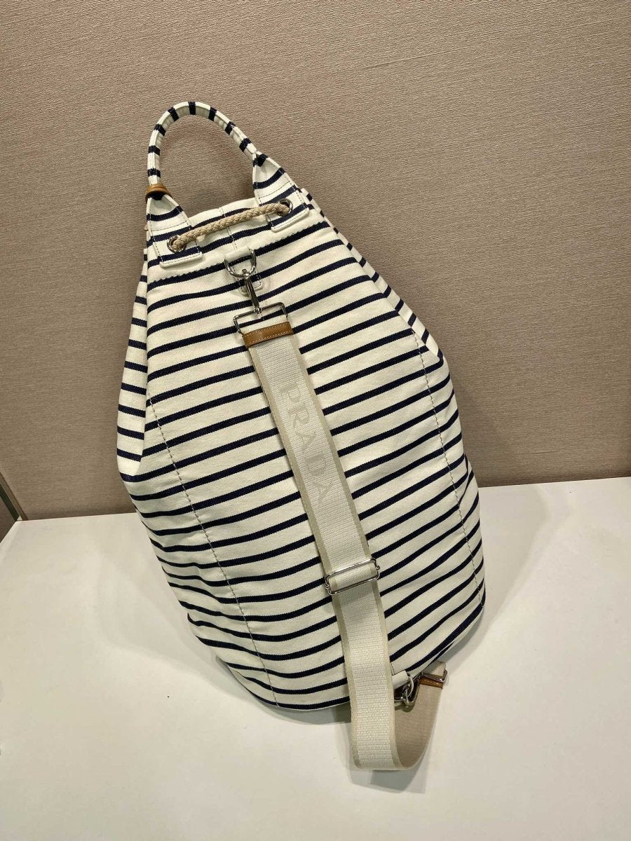 Striped Canvas Drawstring Duffel Bag – Nautical - Inspired Travel Essential