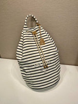 Striped Canvas Drawstring Duffel Bag – Nautical - Inspired Travel Essential