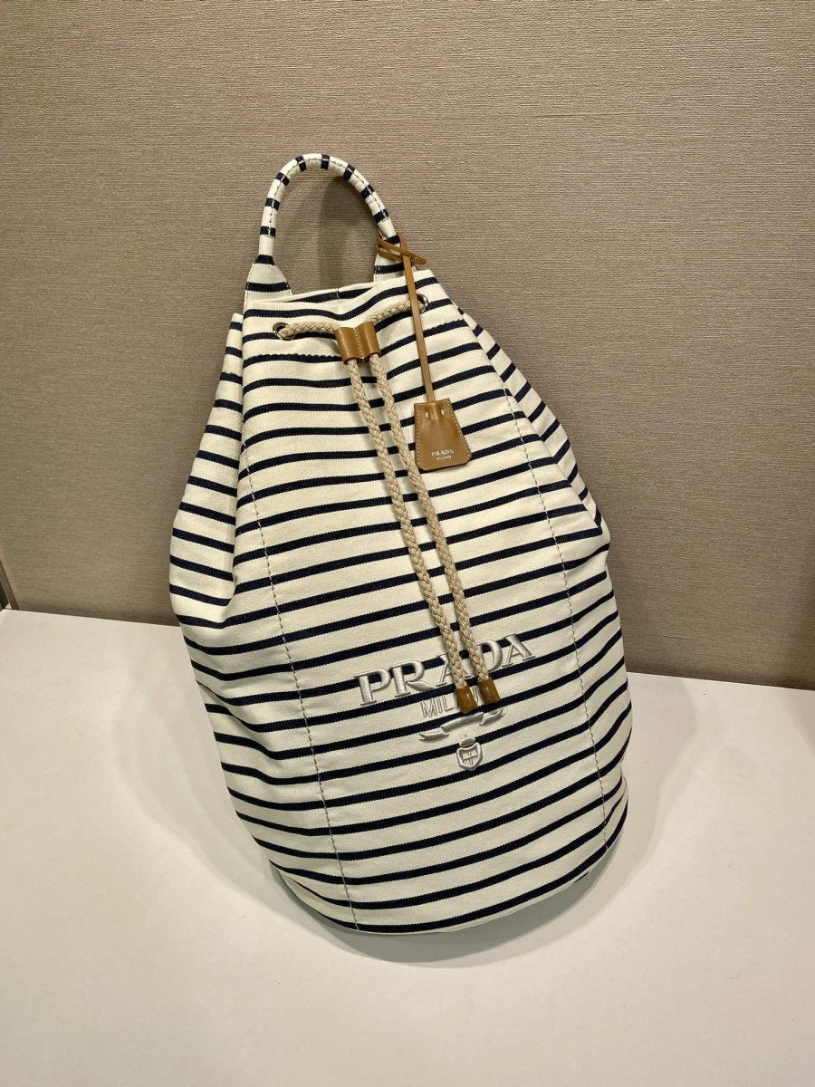 Striped Canvas Drawstring Duffel Bag – Nautical - Inspired Travel Essential