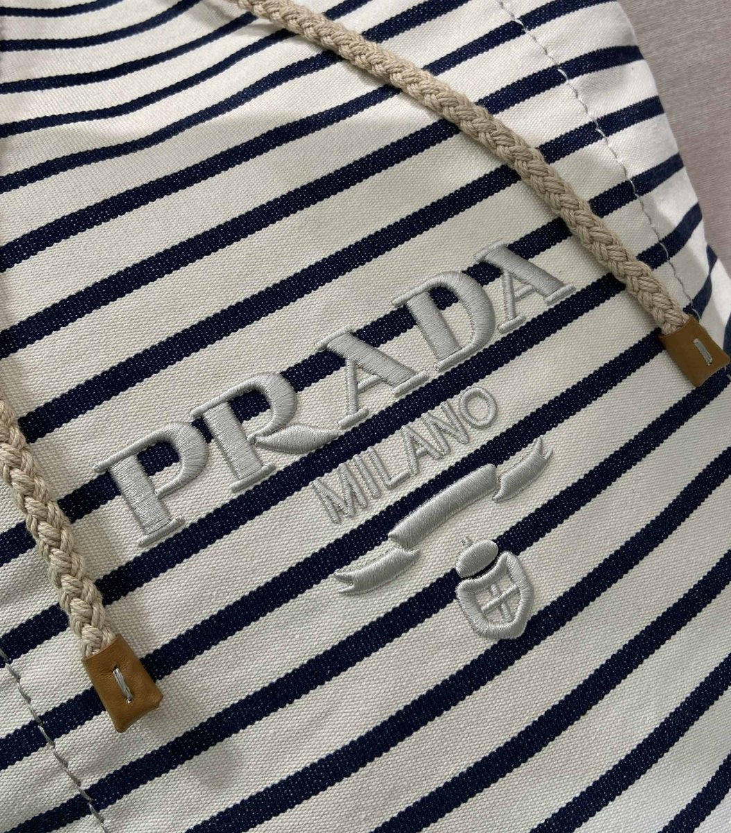Striped Canvas Drawstring Duffel Bag – Nautical - Inspired Travel Essential