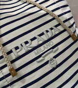 Striped Canvas Drawstring Duffel Bag – Nautical - Inspired Travel Essential