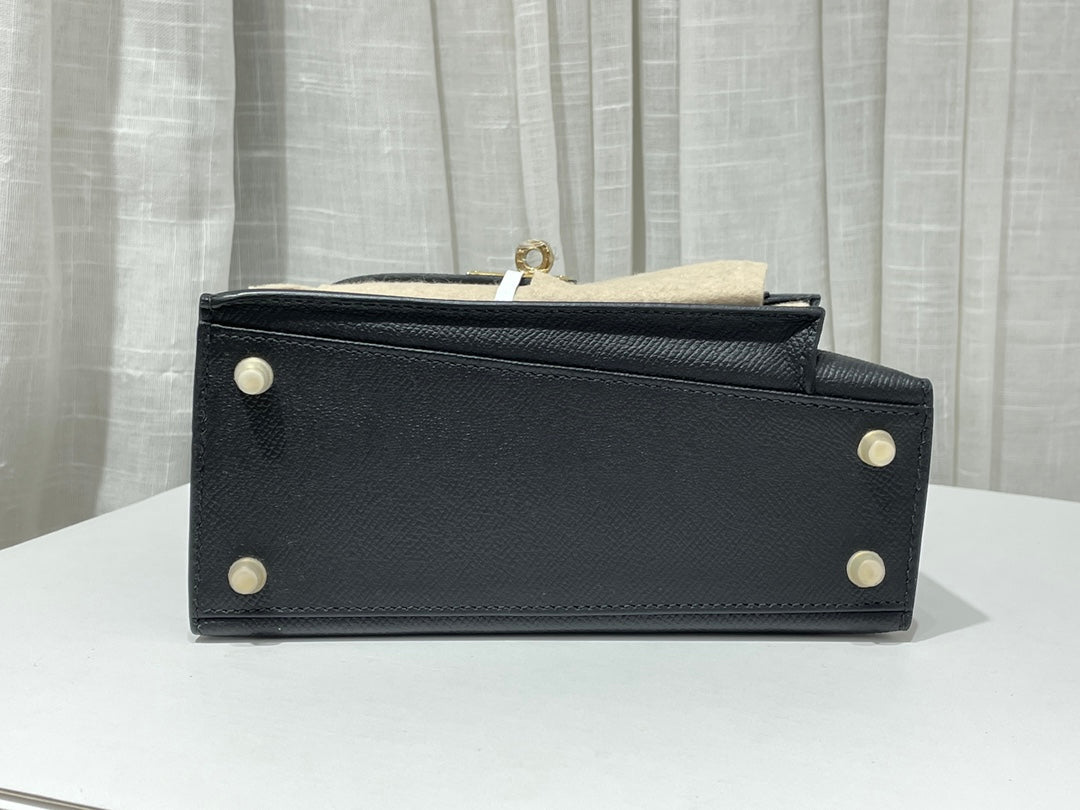 Structured Mini Sellier Handbag with Gold - Tone Detailing