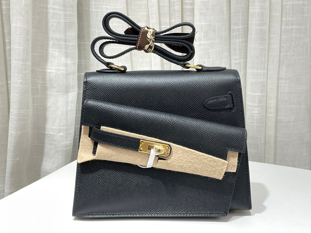 Structured Mini Sellier Handbag with Gold - Tone Detailing