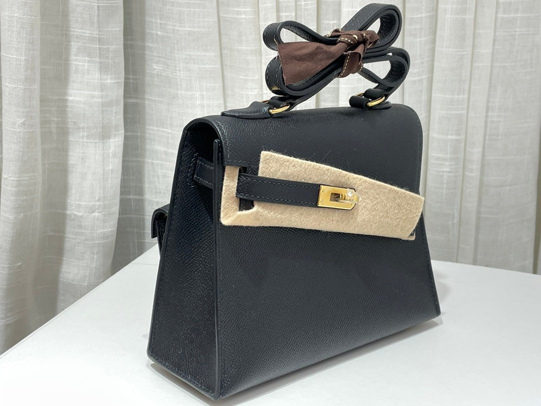 Structured Mini Sellier Handbag with Gold - Tone Detailing