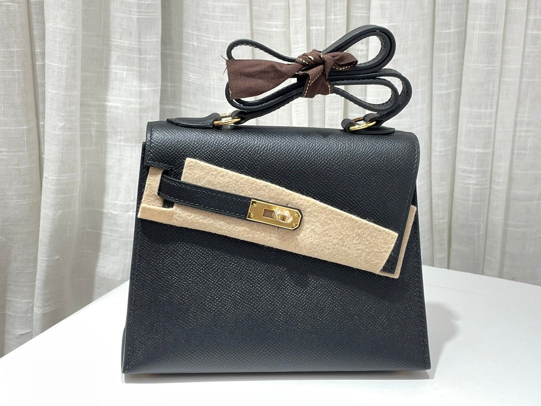 Structured Mini Sellier Handbag with Gold - Tone Detailing