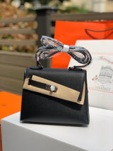 Structured Mini Sellier Handbag with Gold - Tone Detailing