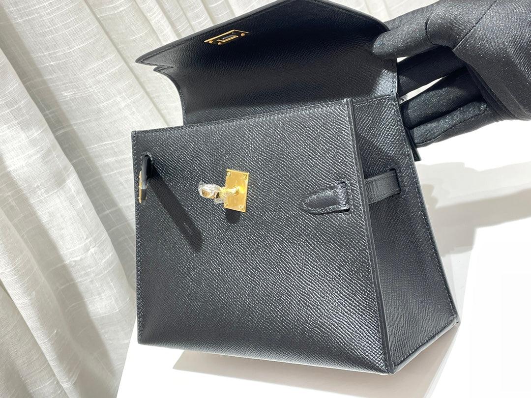 Structured Mini Sellier Handbag with Gold - Tone Detailing