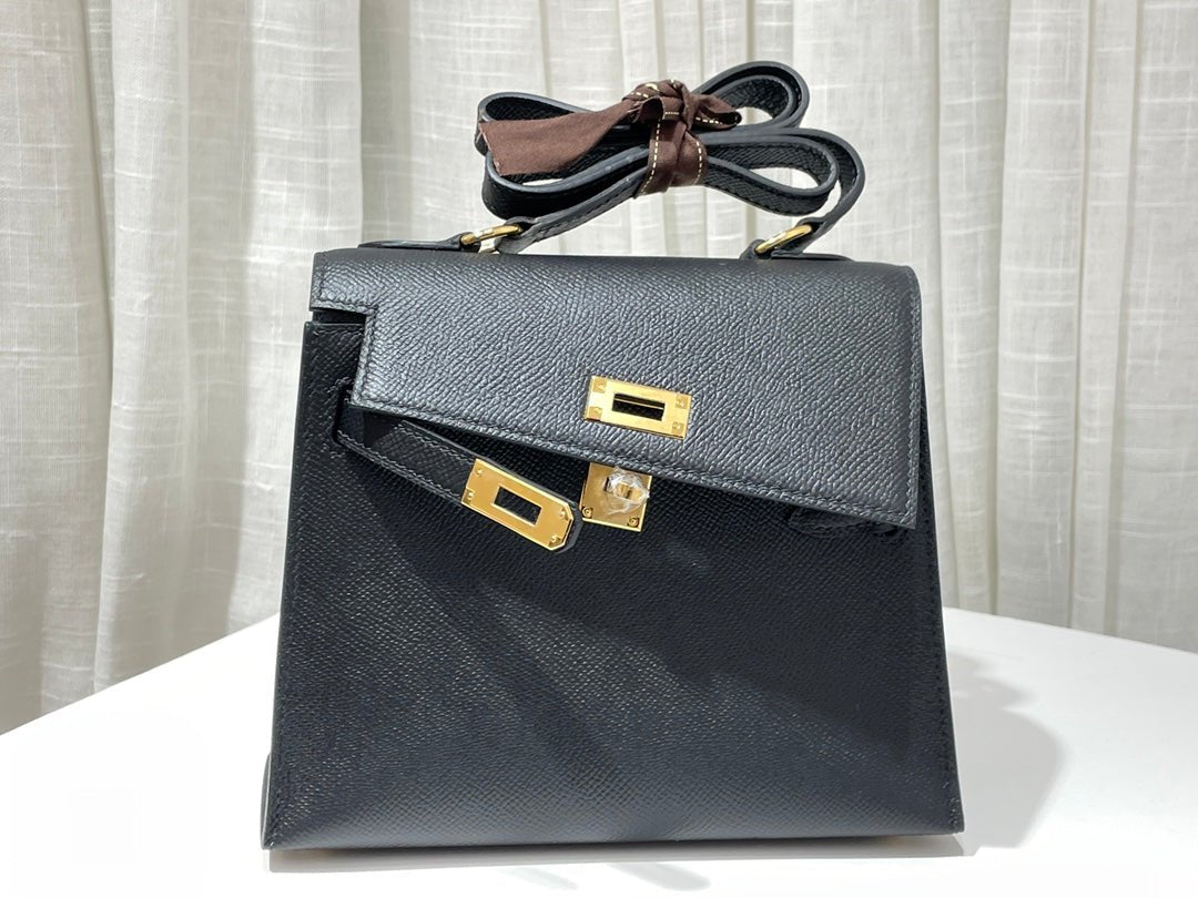 Structured Mini Sellier Handbag with Gold - Tone Detailing