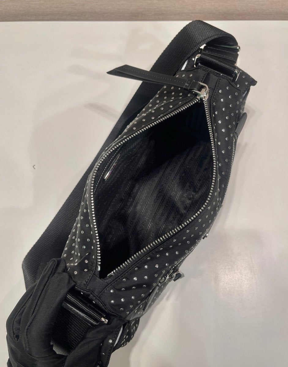 Studded Re - Nylon Shoulder Bag – Fashionable Rivet Design