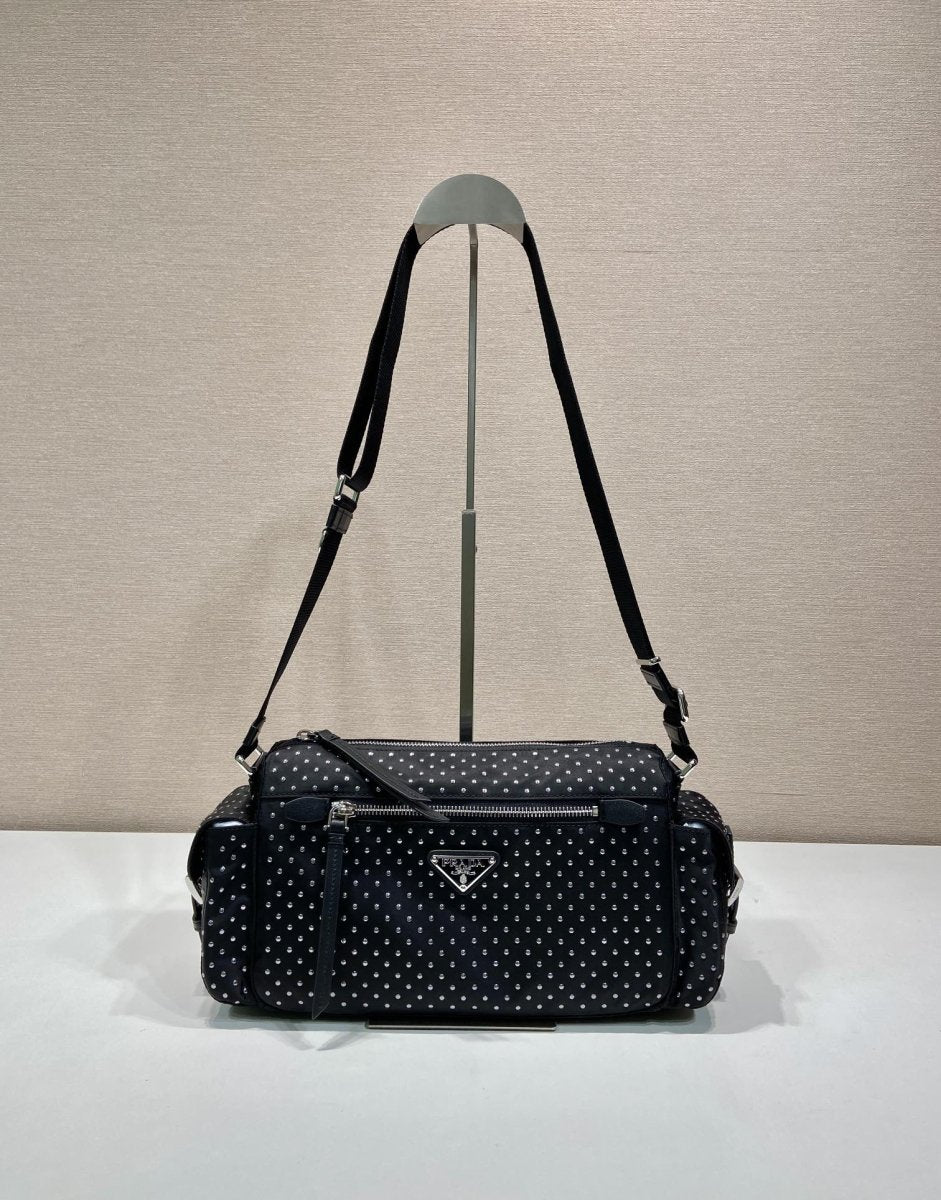 Studded Re - Nylon Shoulder Bag – Fashionable Rivet Design