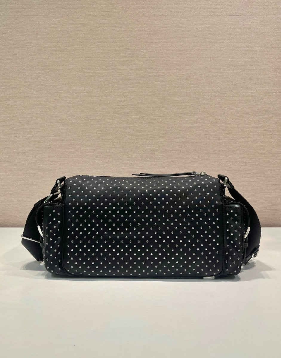 Studded Re - Nylon Shoulder Bag – Fashionable Rivet Design